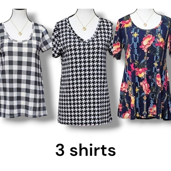 LuLaRoe | SHORT SLEEVE TUNIC TOP - BUNDLE OF 3 - Picture 1 of 13